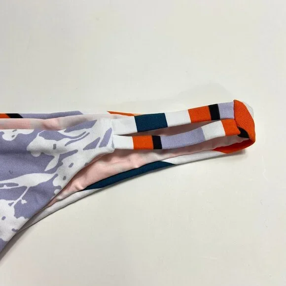 NWT MAAJI SCAPE OF LOVE BIKINI BOTTOM Lavender Floral Striped Cheeky Large L - Picture 5 of 12